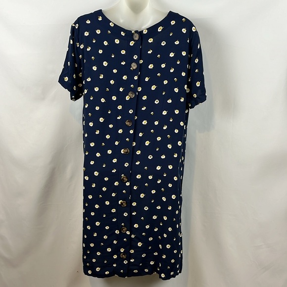 Madewell Navy‎ Blue Button-Back Floral Daisy’s Dress with Pockets Size S - Picture 8 of 11